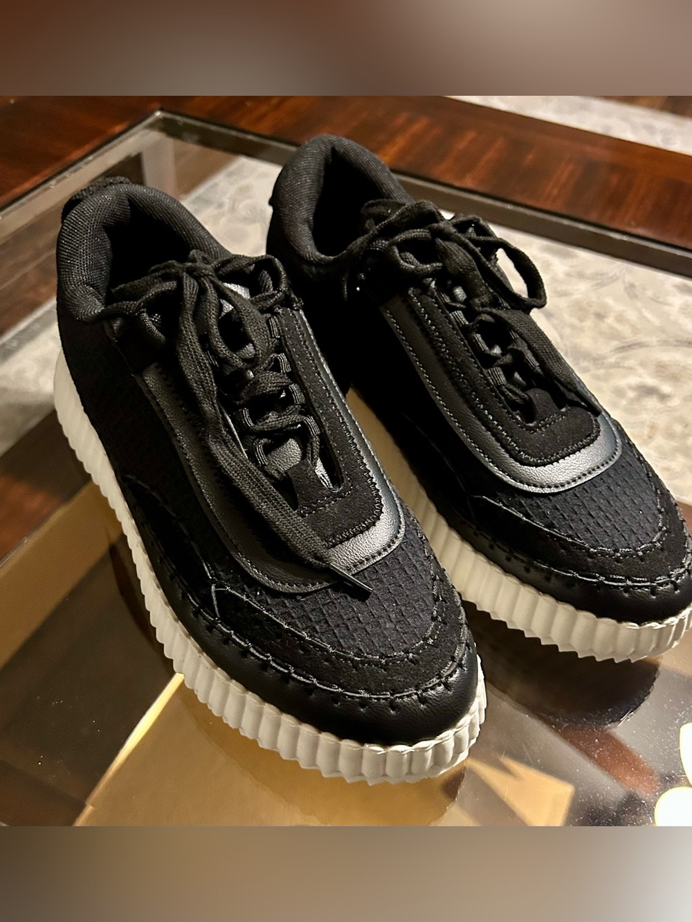 Corkys Black and White Platform Sneakers